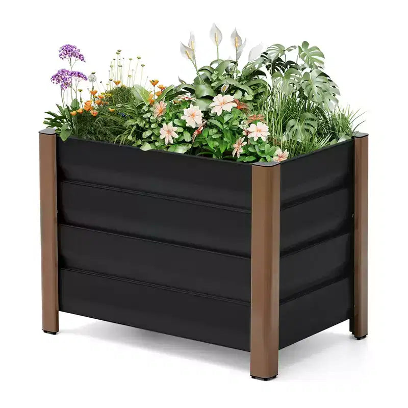 Grande jardinière rectangulaire en aluminium blanc, bac de jardin surélevé extra long avec coins arrondis et bords de sécurité anti-coupure