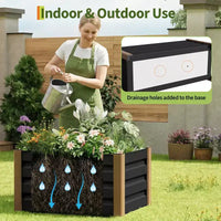 Grande jardinière rectangulaire en aluminium blanc, bac de jardin surélevé extra long avec coins arrondis et bords de sécurité anti-coupure