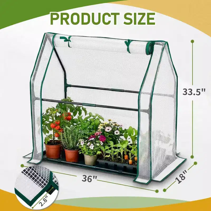 NAYSAYE Mini serre portable, petite serre couverture de plantes tente avec tapis impermeable PE 36 x 18 x 33 pouces pour jardin, petites plantes, interieur et extérieur