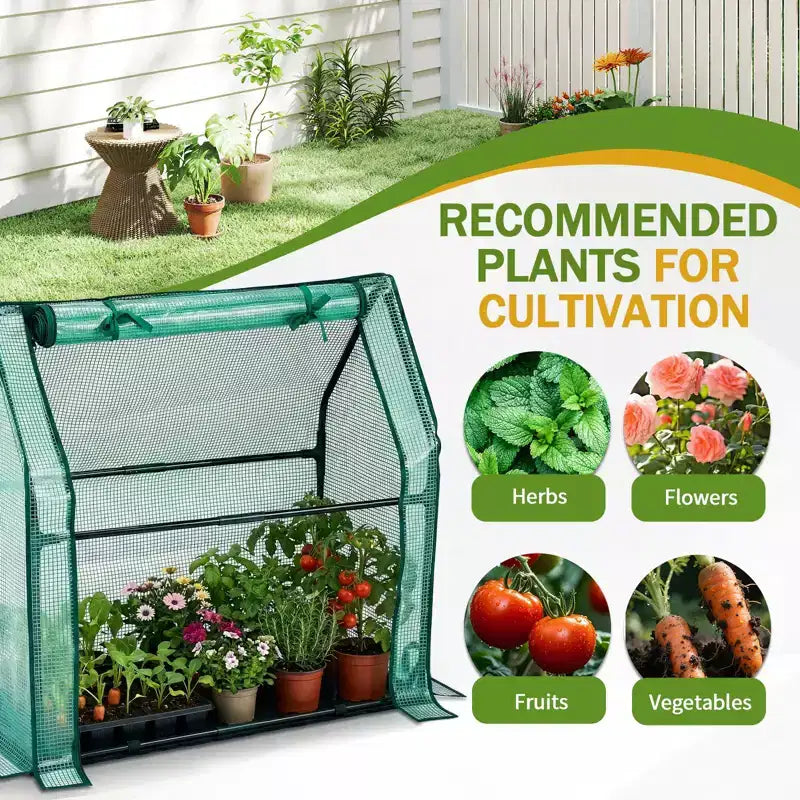 NAYSAYE Mini serre portable, petite serre couverture de plantes tente avec tapis impermeable PE 36 x 18 x 33 pouces pour jardin, petites plantes, interieur et extérieur