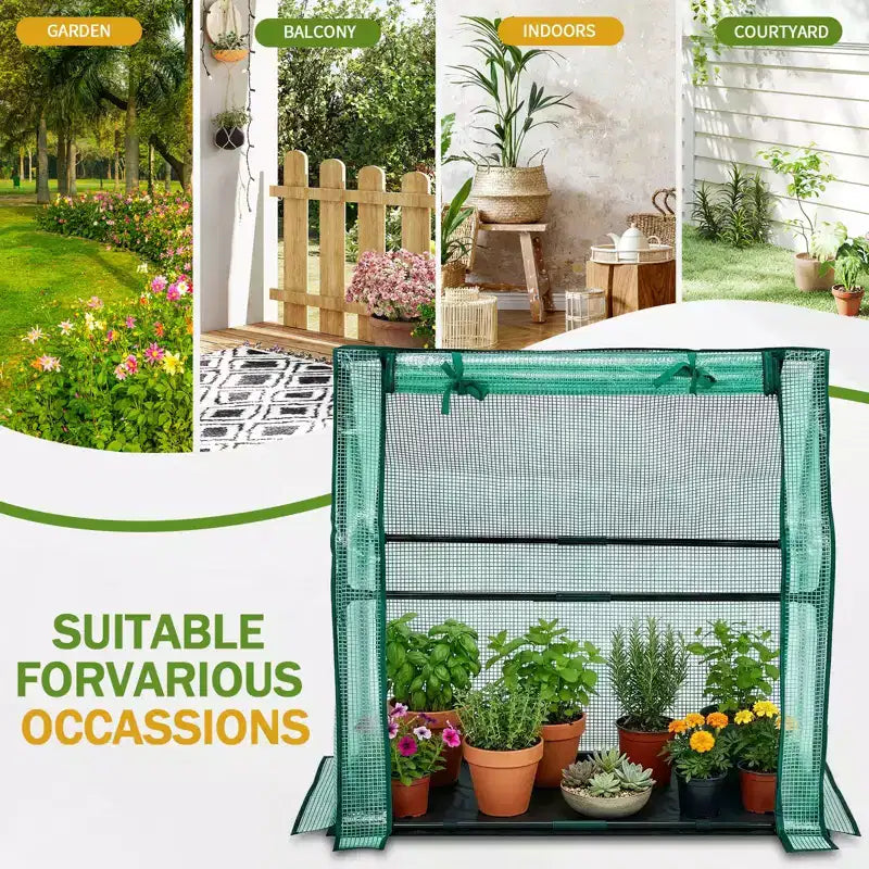 NAYSAYE Mini serre portable, petite serre couverture de plantes tente avec tapis impermeable PE 36 x 18 x 33 pouces pour jardin, petites plantes, interieur et extérieur