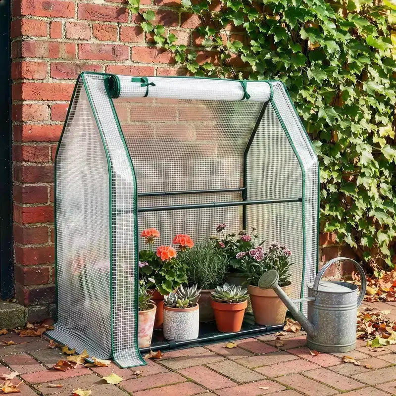 NAYSAYE Mini serre portable, petite serre couverture de plantes tente avec tapis impermeable PE 36 x 18 x 33 pouces pour jardin, petites plantes, interieur et extérieur