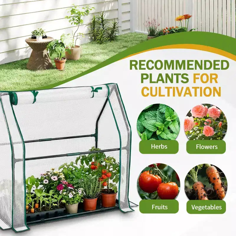 NAYSAYE Mini serre portable, petite serre couverture de plantes tente avec tapis impermeable PE 36 x 18 x 33 pouces pour jardin, petites plantes, interieur et extérieur
