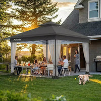 Amada, Gazebo pliant 13x13, Tonnelles en liquidation avec sac de transport à roulettes STO N Go, Tente de réception escamotable et pare-soleil, avec moustiquaire
