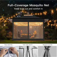 Amada, Gazebo pliant 13x13, Tonnelles en liquidation avec sac de transport à roulettes STO N Go, Tente de réception escamotable et pare-soleil, avec moustiquaire