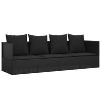 vidaXL Lit de repos d'extérieur en résine tressée noire avec grands accoudoirs réglables