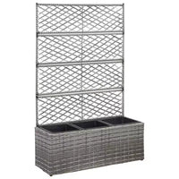 vidaXL Carre sureleve gris en rotin PE, plastique 32,7x11,8x51,2 po, jardinières
