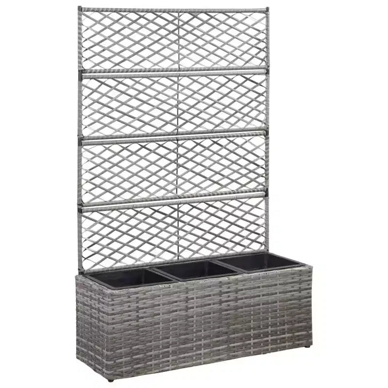 vidaXL Carre sureleve gris en rotin PE, plastique 32,7x11,8x51,2 po, jardinières