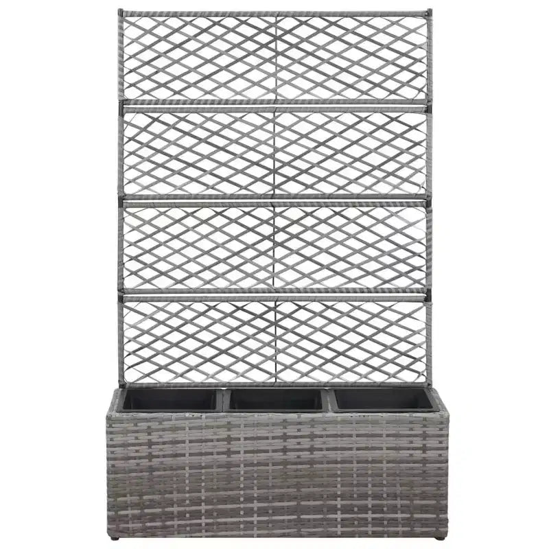 vidaXL Carre sureleve gris en rotin PE, plastique 32,7x11,8x51,2 po, jardinières