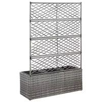 vidaXL Carre sureleve gris en rotin PE, plastique 32,7x11,8x51,2 po, jardinières