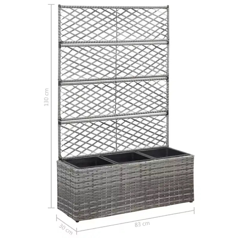 vidaXL Carre sureleve gris en rotin PE, plastique 32,7x11,8x51,2 po, jardinières