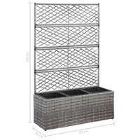 vidaXL Carre sureleve gris en rotin PE, plastique 32,7x11,8x51,2 po, jardinières