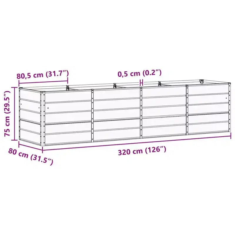 vidaXL Jardinière anthracite 240 x 80 x 75 cm Acier