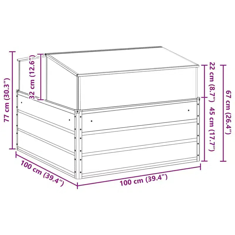 vidaXL Jardinière anthracite 39,37 x 39,37 x 30,31 po acier galvanisé