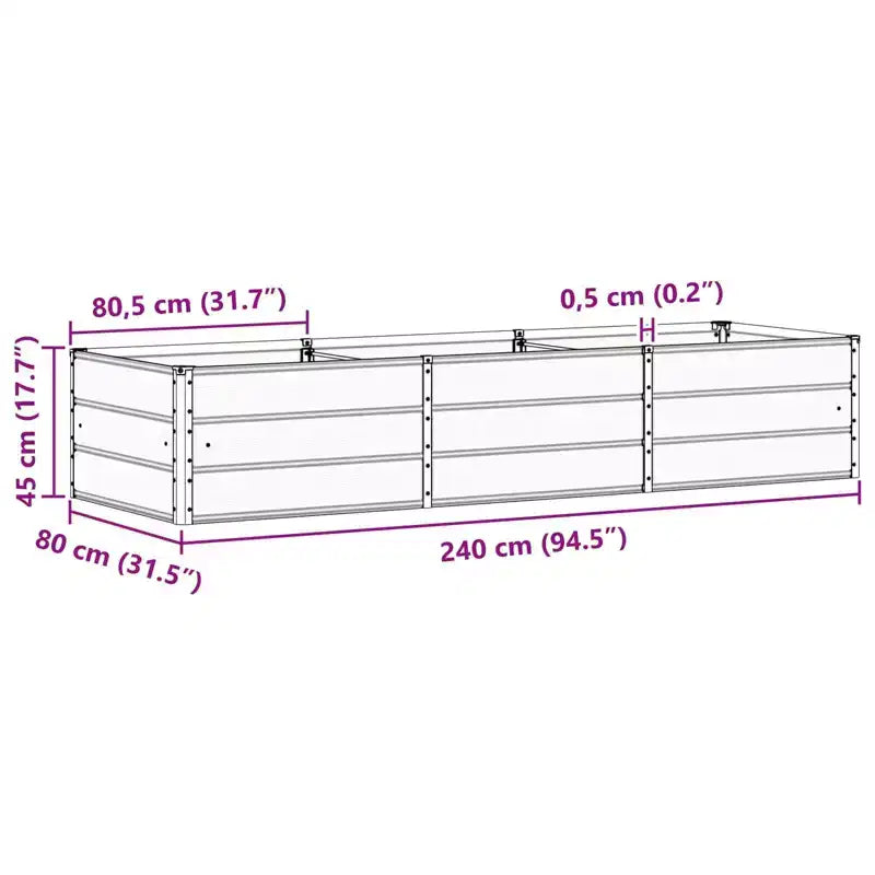 vidaXL Jardinière ivoire 94,49 x 31,50 x 17,72 po acier