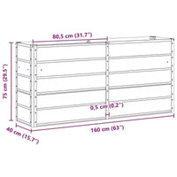 vidaXL Jardinière Anthracite 160 x 40 x 75 cm Acier