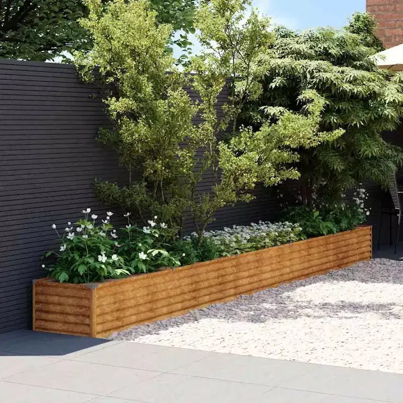 vidaXL Jardinière surélevée de jardin en acier Corten rouillé, grandes incrustations décoratives