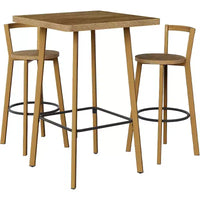 Lantine ensemble table et chaises de bar, table de pub bistro carrée 39.4 H avec 2 chaises, table hauteur bar pour salle à manger, café, appartement, balcon, couleur chêne