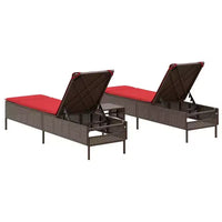 vidaXL Chaise longue de jardin en rotin PE avec housses amovibles extra longues