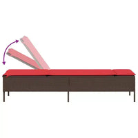 vidaXL Chaise longue de jardin en rotin PE avec housses amovibles extra longues