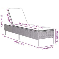 vidaXL Chaise longue de jardin en rotin PE avec housses amovibles extra longues
