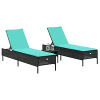 vidaXL Chaise longue de jardin en rotin PE avec housses amovibles extra longues