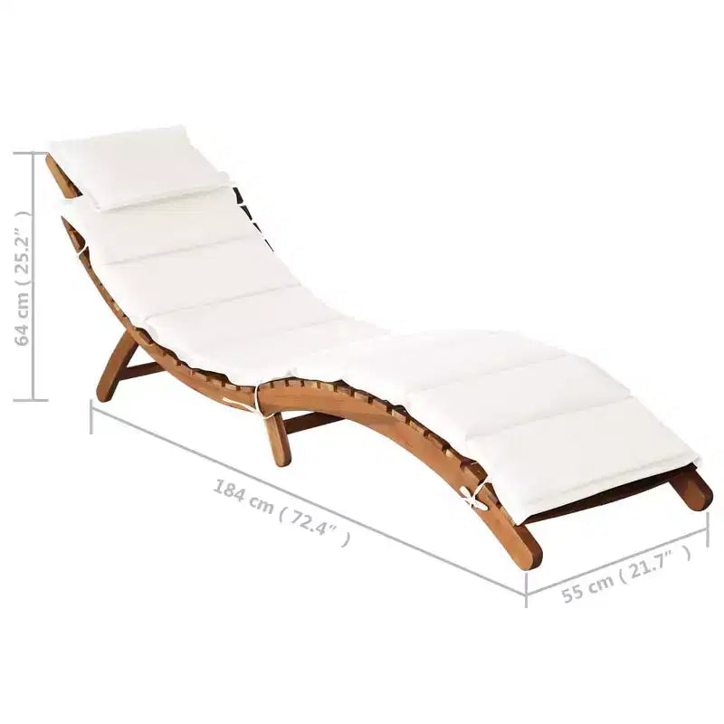 vidaXL Bain de soleil 21,65 x 72,44 x 25,20 po en bois d'acacia massif