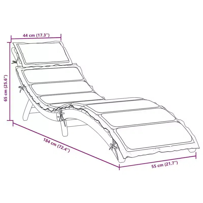 vidaXL Bain de soleil 21,65 x 72,44 x 25,20 po en bois d'acacia massif