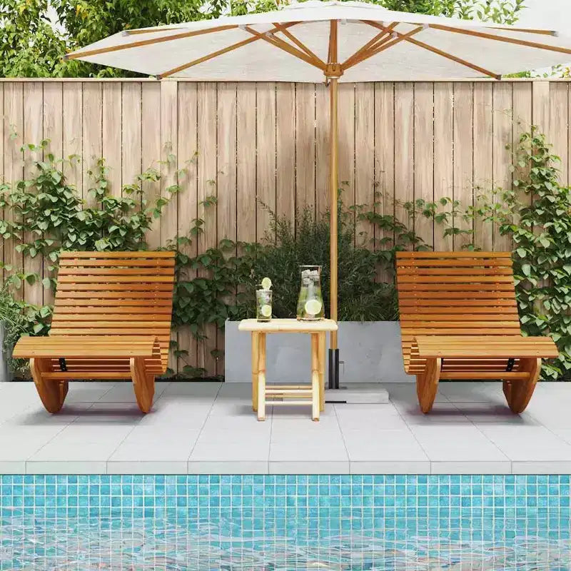 vidaXL Bain de soleil 2 pièces brun 60,63 x 23,62 x 29,13 po en bois d'acacia massif