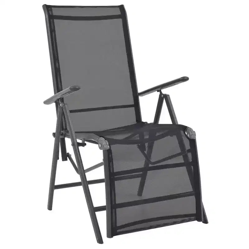 vidaXL Bain de soleil noir en aluminium avec accoudoirs réglables