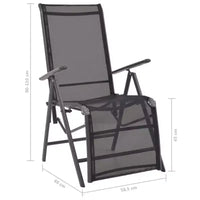 vidaXL Bain de soleil noir en aluminium avec accoudoirs réglables