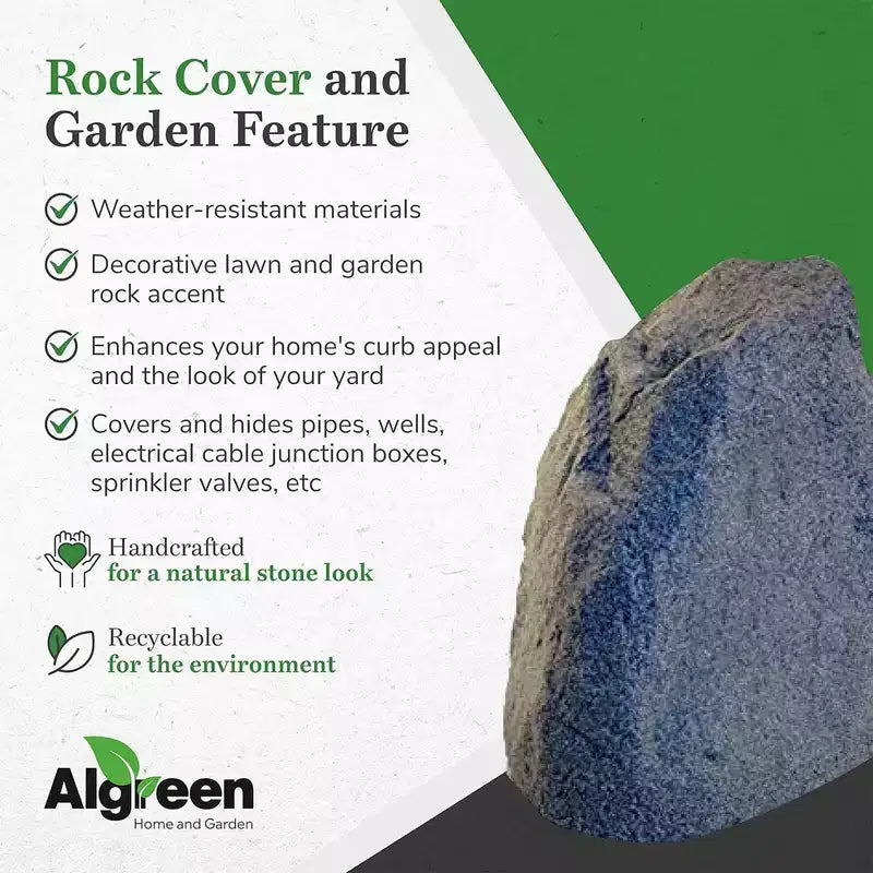 Algreen Receptacle Grand couvre-rocher decoratif d'extérieur, accent paysager de pelouse et de jardin pour dissimuler fils ou autres equipements, gris chaud