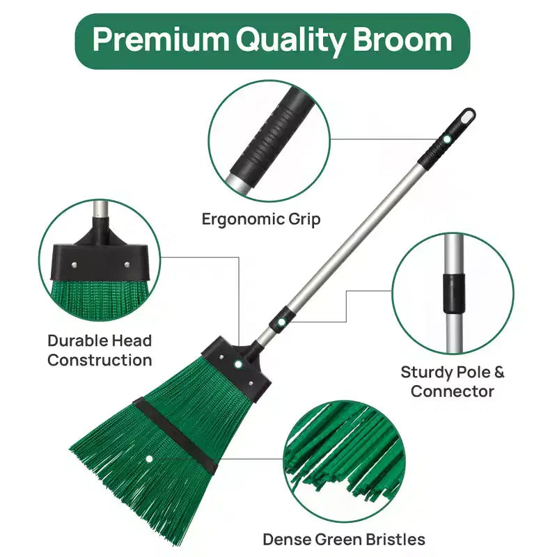 Balai à feuilles de jardin à long manche extensible, outil de nettoyage pour feuilles, herbe et debris pour pelouse et allee