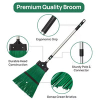 Balai à feuilles de jardin à long manche extensible, outil de nettoyage pour feuilles, herbe et debris pour pelouse et allee