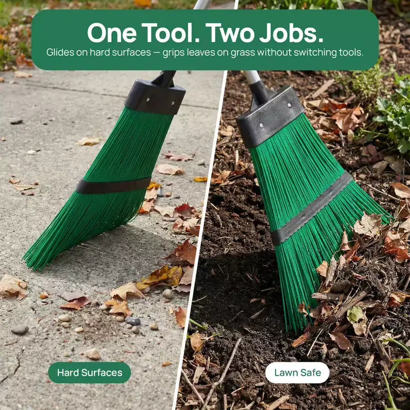 Balai à feuilles de jardin à long manche extensible, outil de nettoyage pour feuilles, herbe et debris pour pelouse et allee