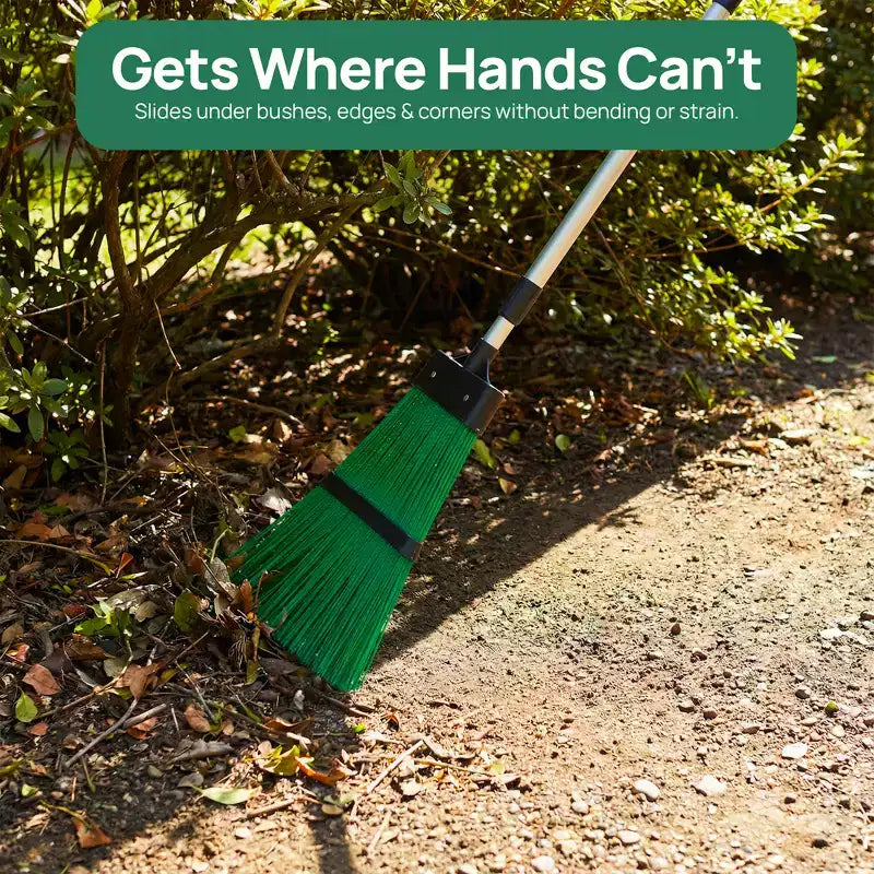 Balai à feuilles de jardin à long manche extensible, outil de nettoyage pour feuilles, herbe et debris pour pelouse et allee