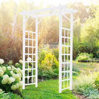 Arche de jardin Dura-Trel Elmwood, 57 x 84 pouces, en PVC, pour terrasse, décoration de cadre extérieur ou treillis pour plantes grimpantes, blanc