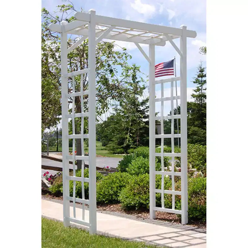 Arche de jardin Dura-Trel Elmwood, 57 x 84 pouces, en PVC, pour terrasse, décoration de cadre extérieur ou treillis pour plantes grimpantes, blanc