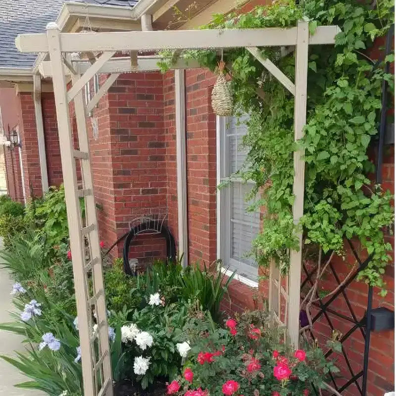 Arche de jardin Dura-Trel Elmwood, 57 x 84 pouces, en PVC, pour terrasse, décoration de cadre extérieur ou treillis pour plantes grimpantes, blanc
