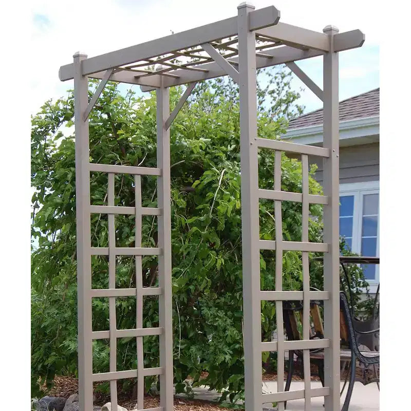 Arche de jardin Dura-Trel Elmwood, 57 x 84 pouces, en PVC, pour terrasse, décoration de cadre extérieur ou treillis pour plantes grimpantes, blanc