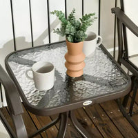 Ensemble de bistro 3 pièces avec fauteuils à bascule d'extérieur et table basse en verre trempé blanc crème