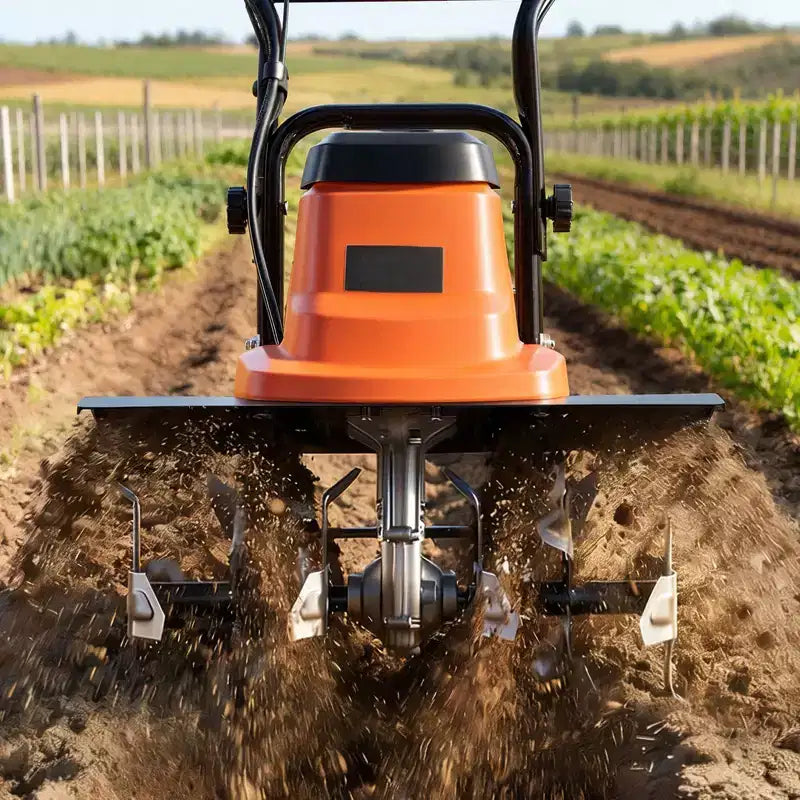 Motoculteur électrique filaire VEVOR, largeur de travail de 45,7 cm, motoculteur de jardin de 13,5 A, cultivateur avec dents en acier et poignée pliable, orange et noir