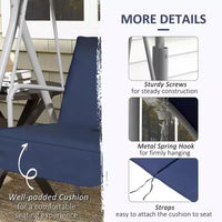 Balancelle de patio 2 personnes avec auvent, table de rangement et porte-gobelets, bleu fonce