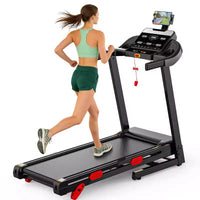 Tapis de course pliable 3,75 CV, inclinaison, vitesse maximale de 16 km/h, capacité de 145 kg, tapis roulant portable pour la marche et le jogging à domicile, 105 programmes, application intelligente, tapis de course d'exercice