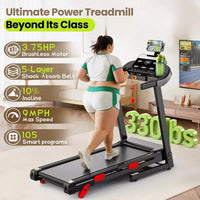 Tapis de course pliable 3,75 CV, inclinaison, vitesse maximale de 16 km/h, capacité de 145 kg, tapis roulant portable pour la marche et le jogging à domicile, 105 programmes, application intelligente, tapis de course d'exercice