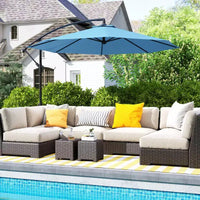 Parasol de patio cantilever inclinable deporte 10', materiau resistant aux UV et à l'eau, avec base en croix (poids non inclus)
