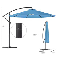 Parasol de patio cantilever inclinable deporte 10', materiau resistant aux UV et à l'eau, avec base en croix (poids non inclus)