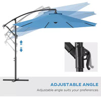 Parasol de patio cantilever inclinable deporte 10', materiau resistant aux UV et à l'eau, avec base en croix (poids non inclus)