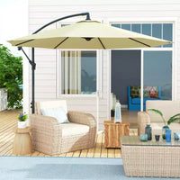 Parasol de patio cantilever inclinable deporte 10', materiau resistant aux UV et à l'eau, avec base en croix (poids non inclus)