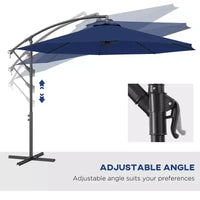 Parasol de patio cantilever inclinable deporte 10', materiau resistant aux UV et à l'eau, avec base en croix (poids non inclus)